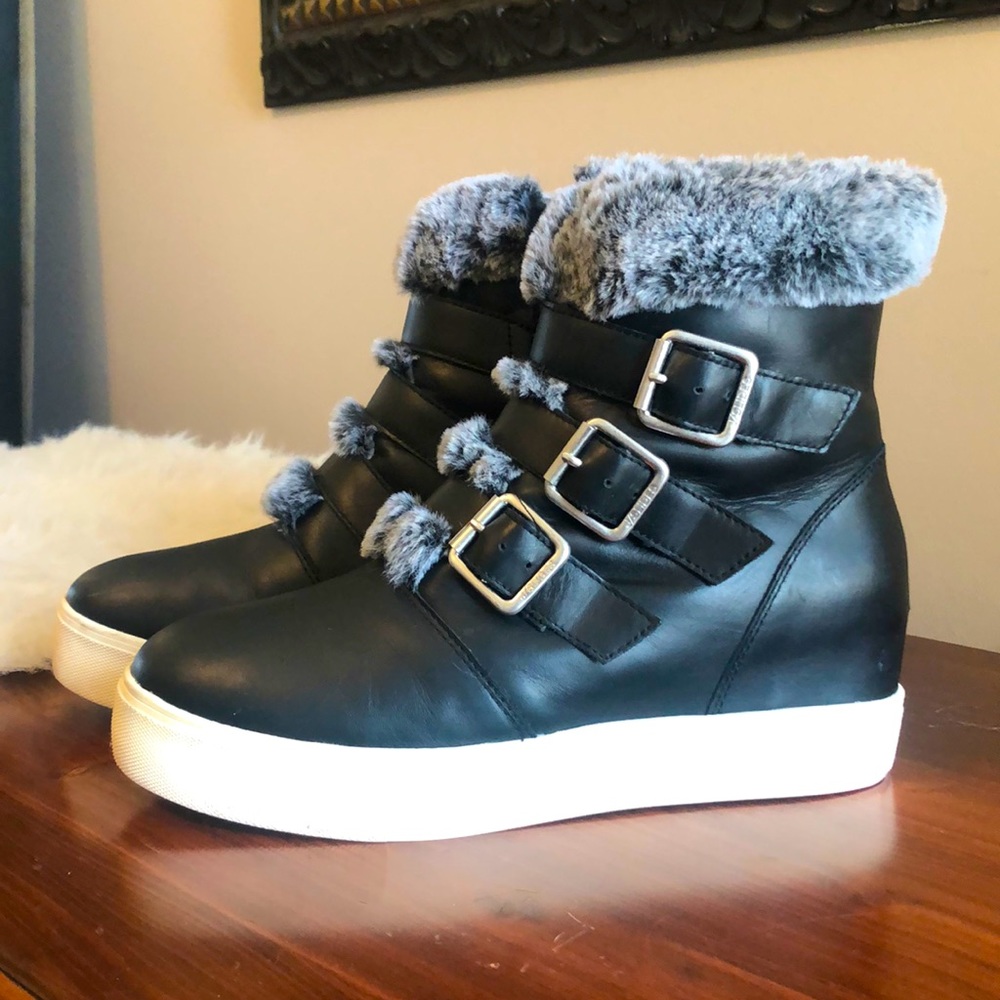 J/Slides Black leather Spat
